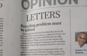 Deerfield Beach Residents Pissed Off At Mayor And Commission For No Recycling Plan B