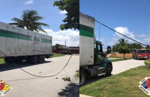 JUST IN-POWERLINE FALLS ONTO TRACTOR TRAILER IN DEERFIELD BEACH
