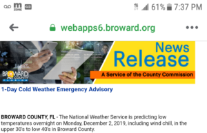 BROWARD COUNTY EMERGENCY WEATHER ADVISORY