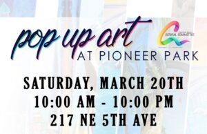 POP UP ART AT PIONEER PARK TODAY