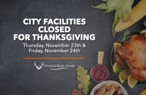 CITY FACILITIES CLOSED FOR THANKSGIVING