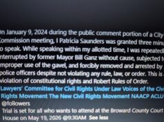 STATE OF FLORIDA V PATRICIA SAUNDERS FOR SPEAKING AT CITY COMMISSION MEETING AND INTERRUPTING GOVERNMENT FUNCTION ETC